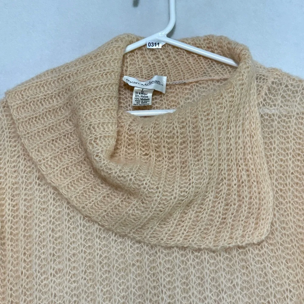 Vintage Ryan McLean Camel Wool Blend Cowl Neck Knit Sweater US Size M